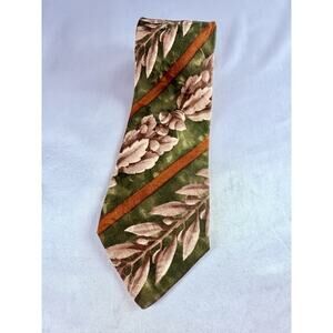 Vintage FUMAGALLI Men’s Tie Italian 100% Silk NeckTie, Green Tan Floral